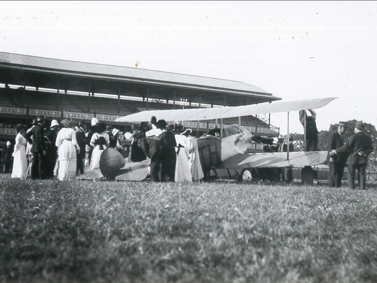 Harry Houdini made an appearance at Rosehill Racecourse. He took off in his biplane and rose to a height of 150 feet.