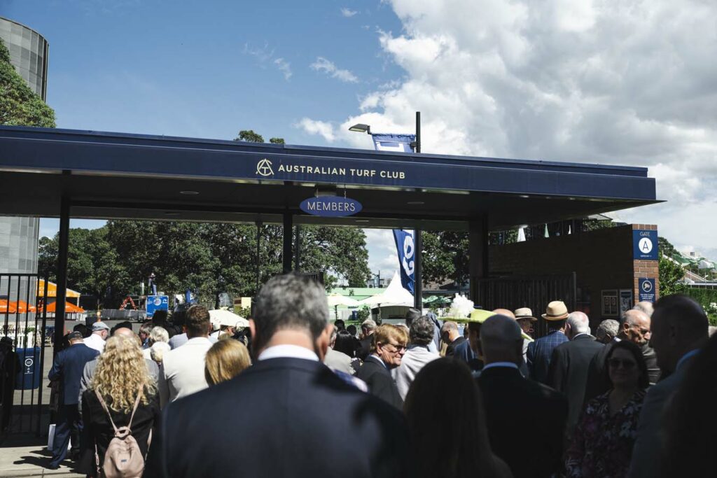 Guests lining up at entry gates