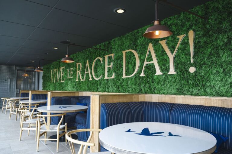 Interior of The Stables hospitality venue at Royal Randwick racecourse.