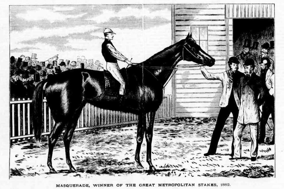 The racehorse Masquerade after winning the 1882 Metropolitan.