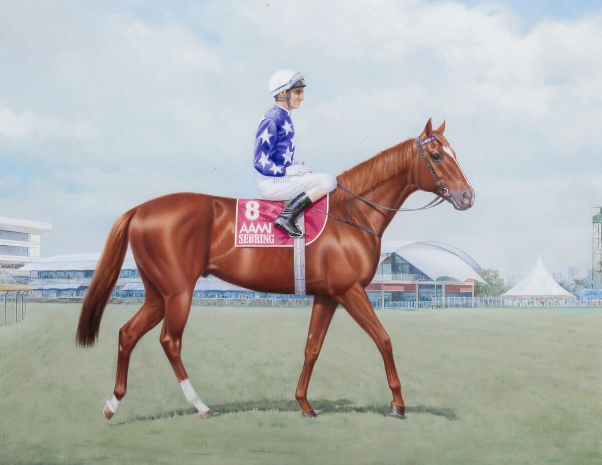 Painting of 2008 Golden Slipper winner Sebring.